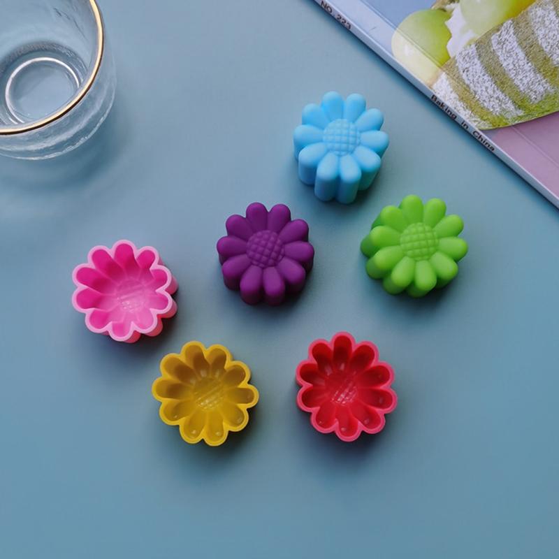 5Pcs 5Cm Sunflower Flower Jelly Pudding Mold Muffin Cake Cup Silicone Muffin Cake Baking Molds Kitchen Accessories