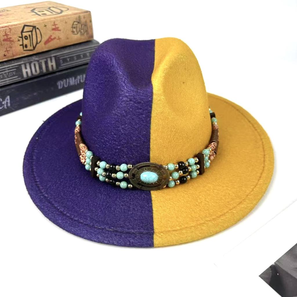 European And American Top Hat Women'S Literary And Retro Ethnic Style Jazz Hat Retro Decorative Lace-Up Men'S Denim Hat