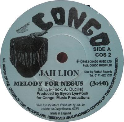7inch Record JAH LION  Melody For Negus COS2 Congo UK Reggae Ska  Dub Used