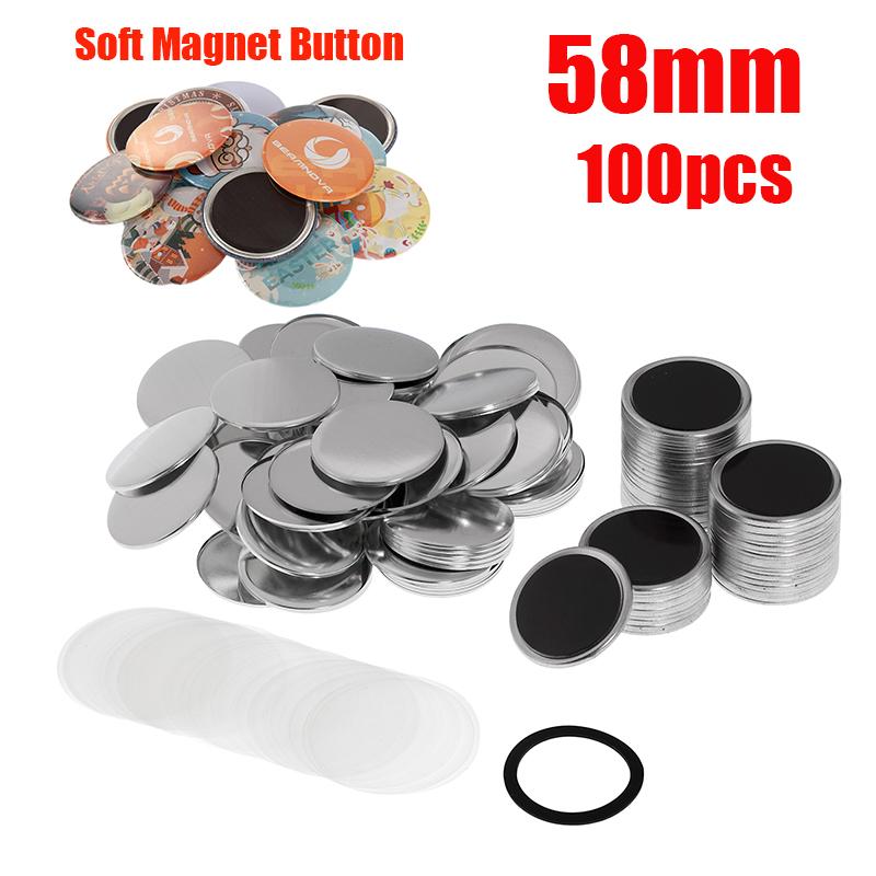 100PCS 25mm 32mm 58mm Soft Strong Magnet Fridge Button Making Parts DIY Refrigerator Button Badge Maker Accessories Supplies