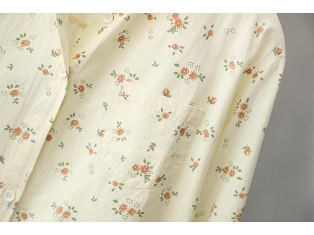 Women's Floral Print Cotton Long Sleeve Shirt - 2026 Spring Collection