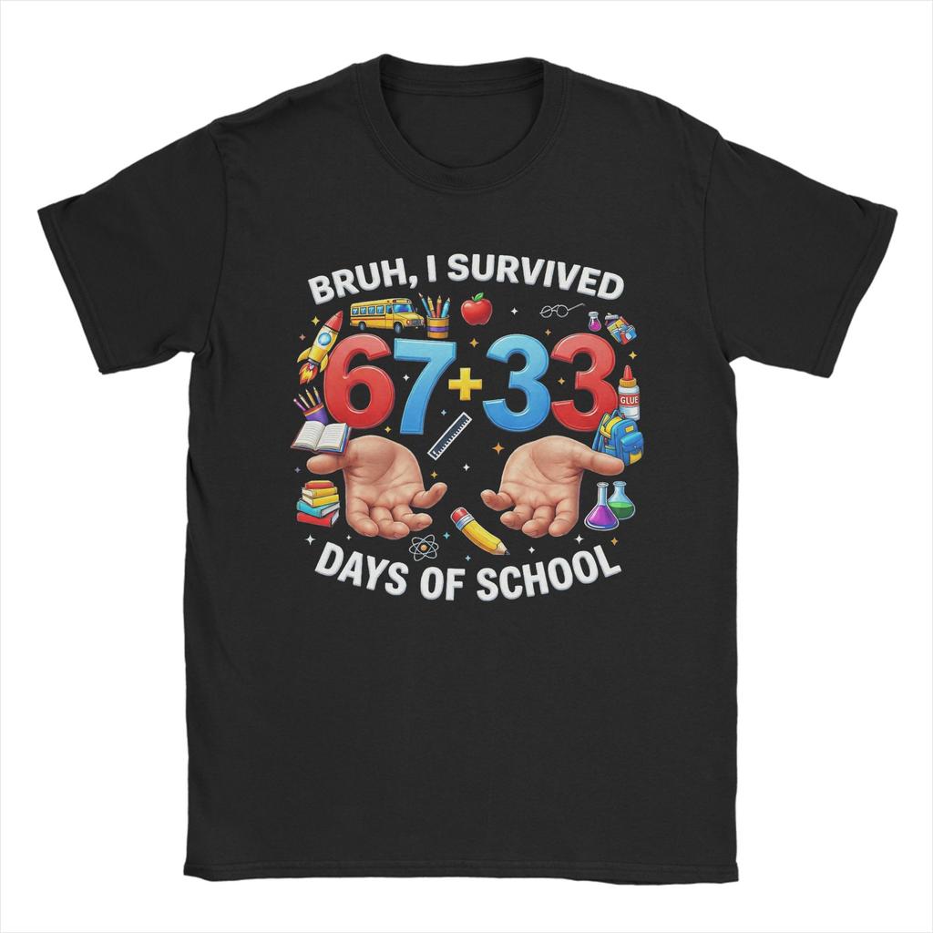 Italian Brainrot 67 Trippi 100 Days of School Men T Shirts  Fun Tees Short Sleeve Round Collar TShirts 100 Cotton 5XL Clothes