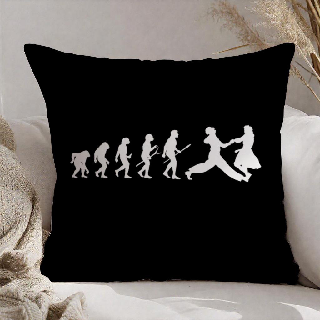 "Evolution Of Dance" Pillow Cover 2D Printed Polyester Sofa Cushion Case – Lindy Hop Silhouette Art Decor 40X40Cm