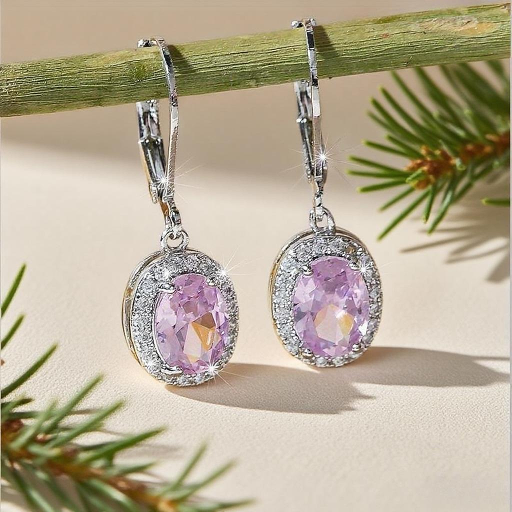 Elegant cubic zirconia pendant earrings, sparkling engagement earrings for women, sweet and elegant jewelry