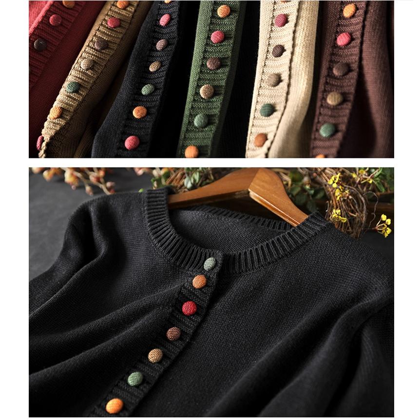 Autumn Color Button Cotton Sweater Cardigan Women Loose and Thin Casual Single-breasted Knitting