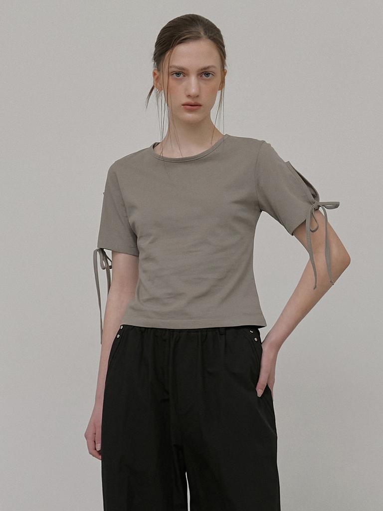 ETMON Slit Sleeve T-Shirt, Ash Brown