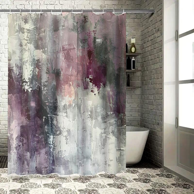 

Abstract Floral Print Shower Curtain Pink Grey White Black Decorative Bathroom Liner Size Customizable For Home Use (Large) W60H190(CM)-1 Pcs