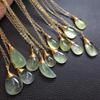 Initial 925 Sterling Silver 18K Gold Plated Fashion Gemstone Natural Prehnite Hand Wound Pendant Necklace