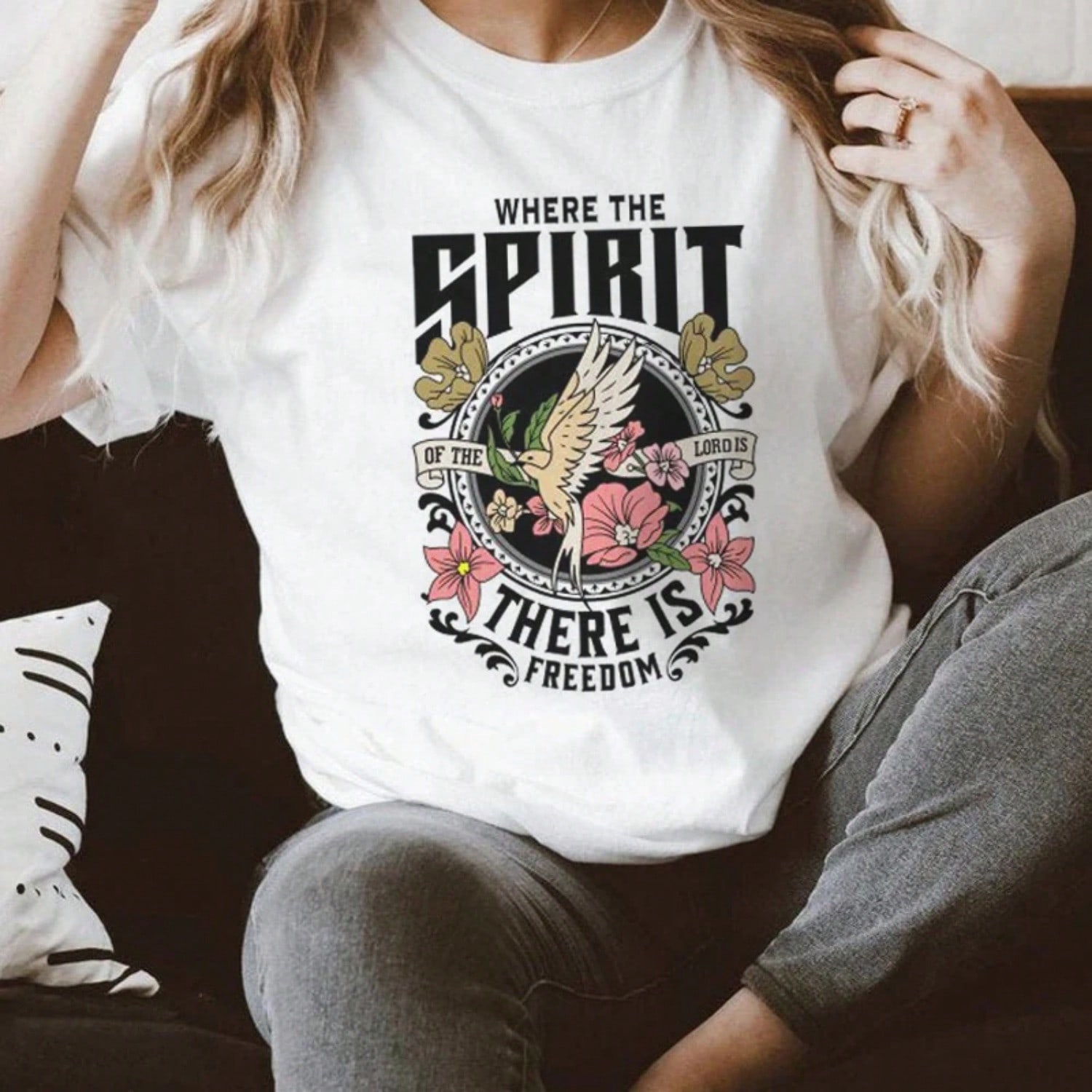 Wounisex Vintage Aesthetic Bible Verse T Shirt Inspirational T-Shirts Jesus Faith Graphic Tees Religious Tops Clothing S разноцветный