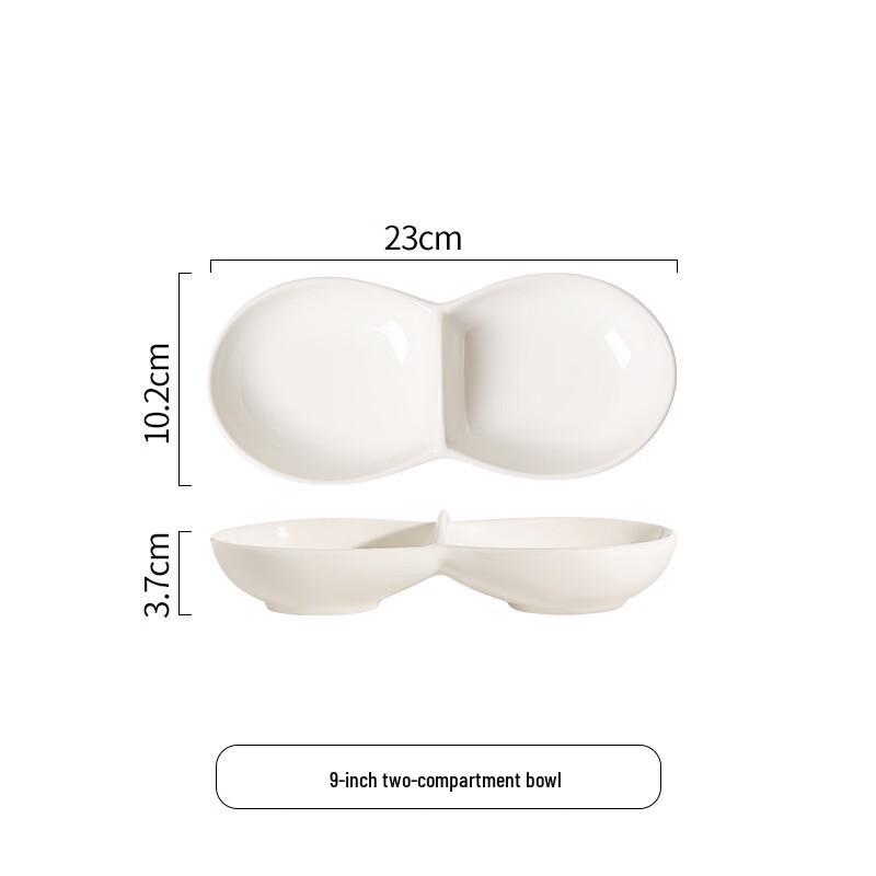 Nordic White Ceramic Double Compartment Dipping Dish