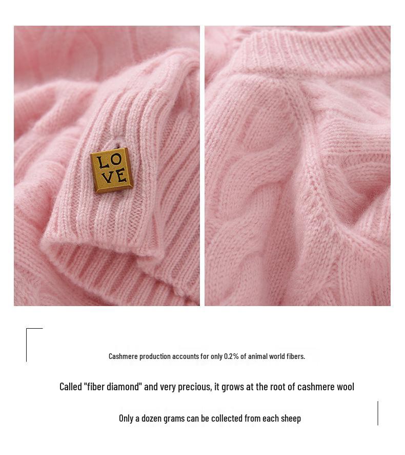 Women's Heavy Cable Knit Cashmere Cardigan - Round Neck, Long Sleeve, Autumn/Winter Style Sweater Coat