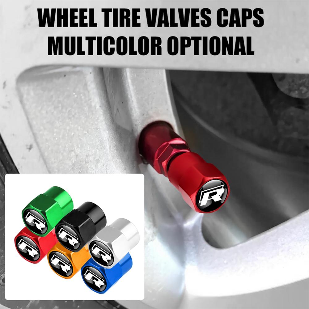 Car Metal Wheel Tire Valve Caps 3D Epoxy Badge Interior Sticker for Volkswagen VW GTI R Touareg Passat Scirocco Polo Touran GolfKV6