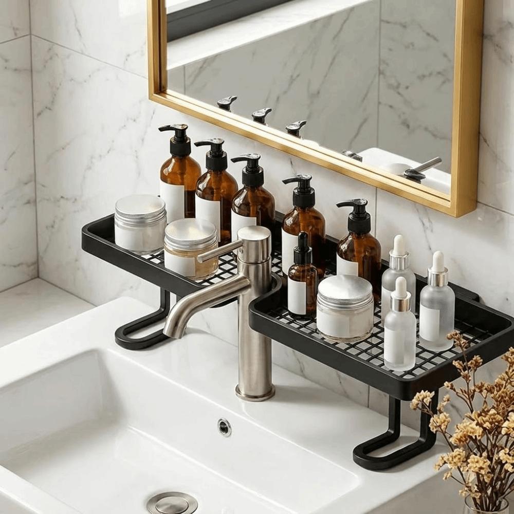 No Drill Bathroom Storage Rack Plastic Bathroom Sink Shelf Faucet Storage Shelf Dormitory