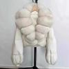 Big fox fur collar new high-end fur white duck down foreign gas down jacket high waist short coat