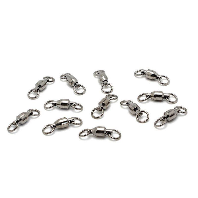 50pcs Ball Bearing Swivels Double Round Split Rings Connectors Fishing Tackle