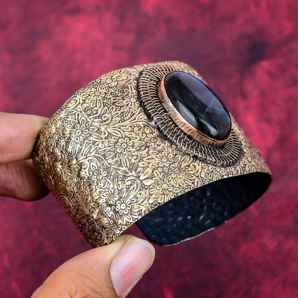 Labradorite natural gemstone cuff bracelet copper wire wrapped jewelry adjustable cuff bracelet handmade jewelry amazing copper wire bangle