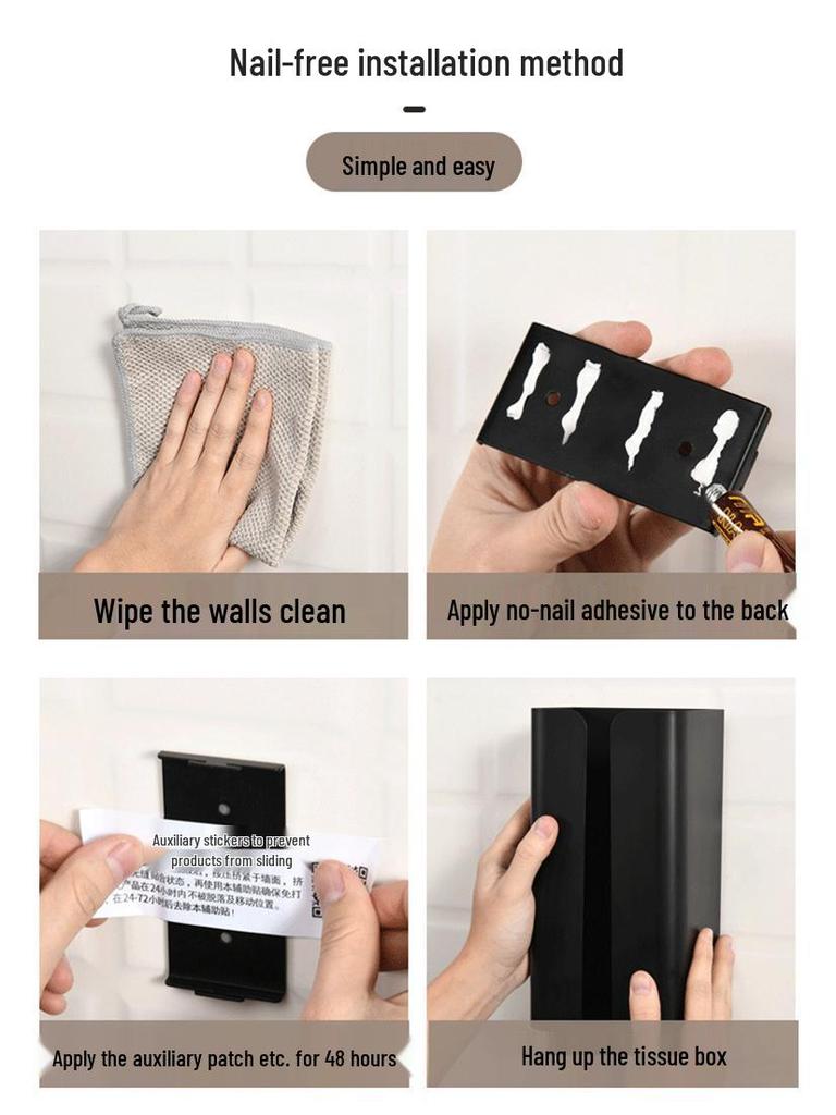 Magnetic Wall-Mounted Punch-Free Tissue and Napkin Holder