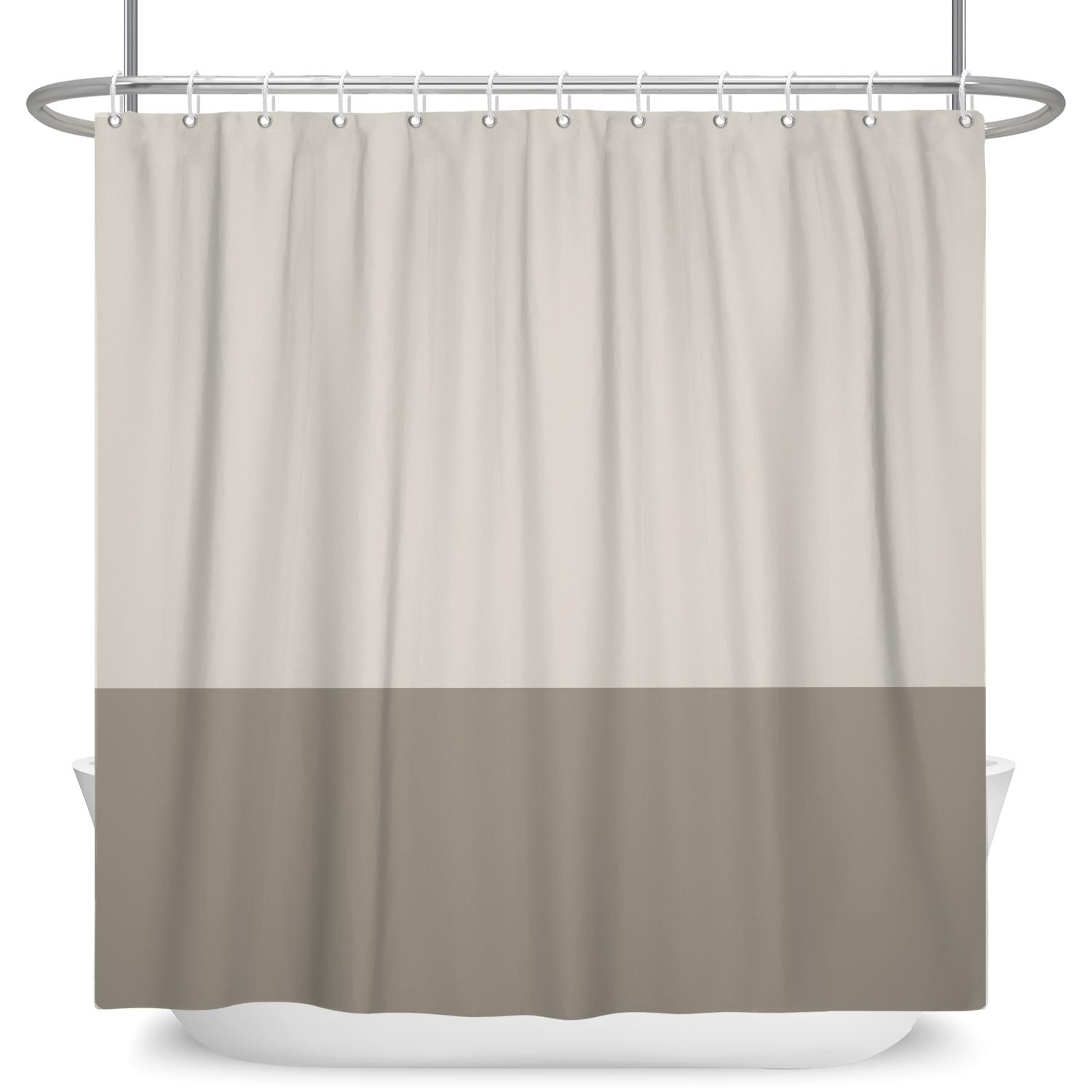 Minimalistischer Duschvorhang Neutrale Zweifarbige Colorblock Wasserdichter Badevorhang Für Badezimmerdekor Polyesterstoff Mit Haken W60H190(CM)-1 Pcs