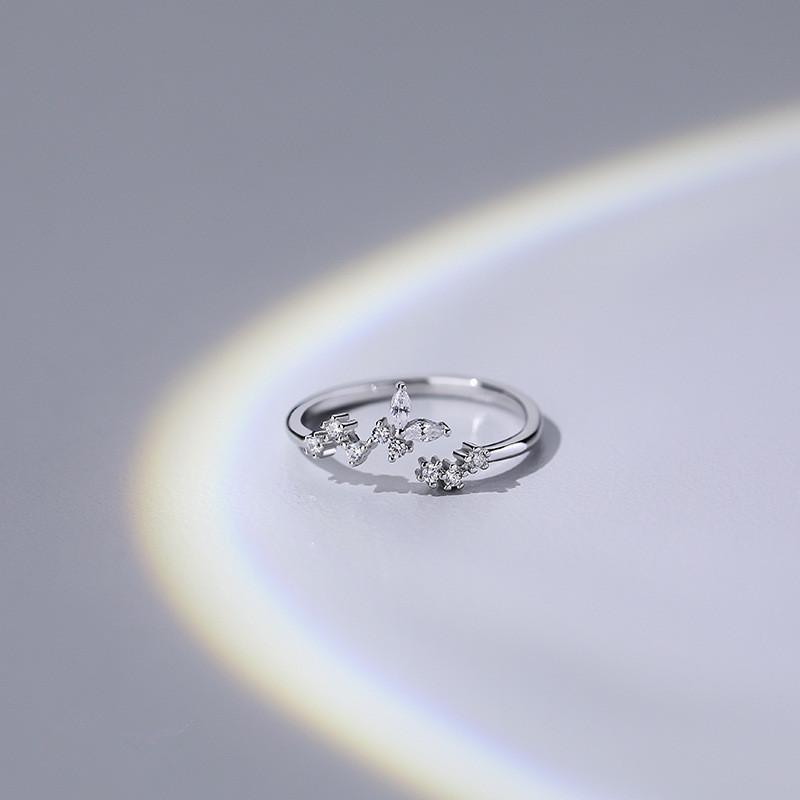 

925 Sterling Silver Butterfly Ring Women Korean Simple INS Shiny Zircon Ring Exquisite Jewelry Gift серебряный