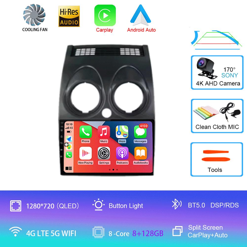 Car Radio For Nissan Qashqai Rogue 2008-2013 Android 14 Multimedia Player GPS Navigation Carplay Android Auto 4G WIFI