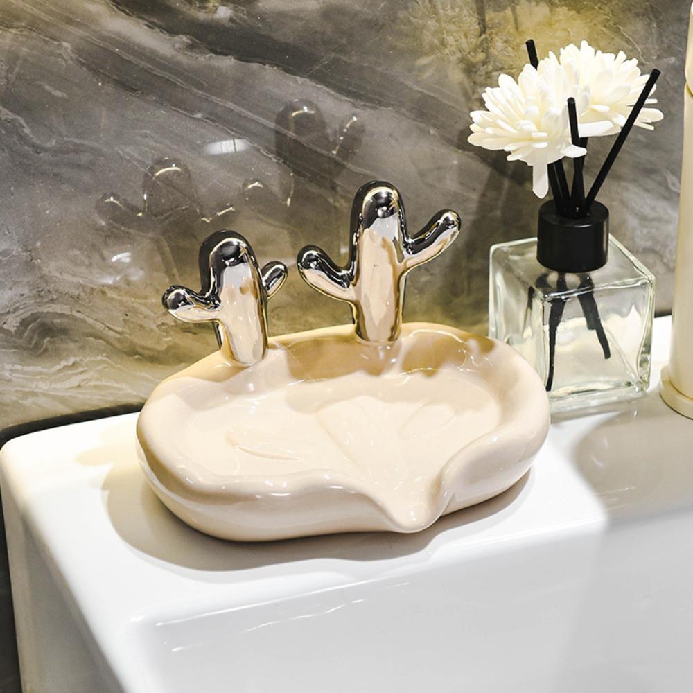 

Высококлассная керамическая мыльница Кактусы Креативная полка для стекания воды с мыла Модная мыльница Бытовая Style 1