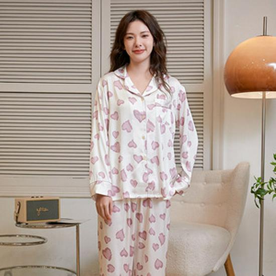Clearance: Spring/Summer Ice Silk Pajama Set for Couples - Women's Imitation Silk