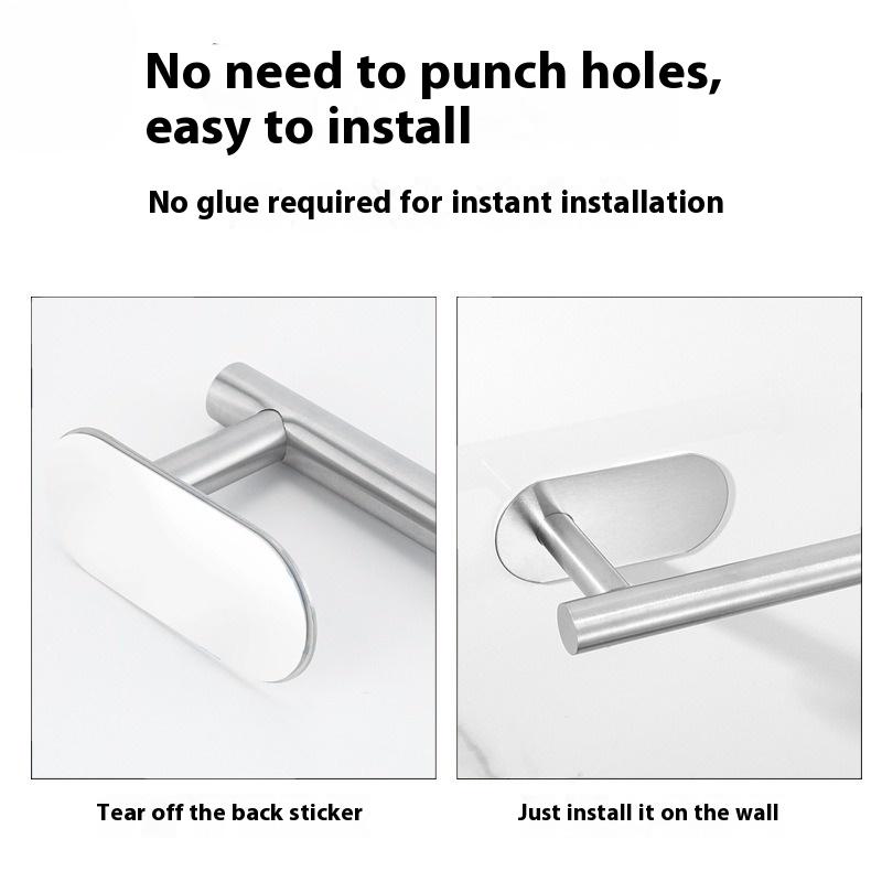 Stainless Steel Toilet Paper Holder - No Drill Bathroom Wall Mount, Easy Install Adhesive Paper Roll Dispenser Bathroom Supply