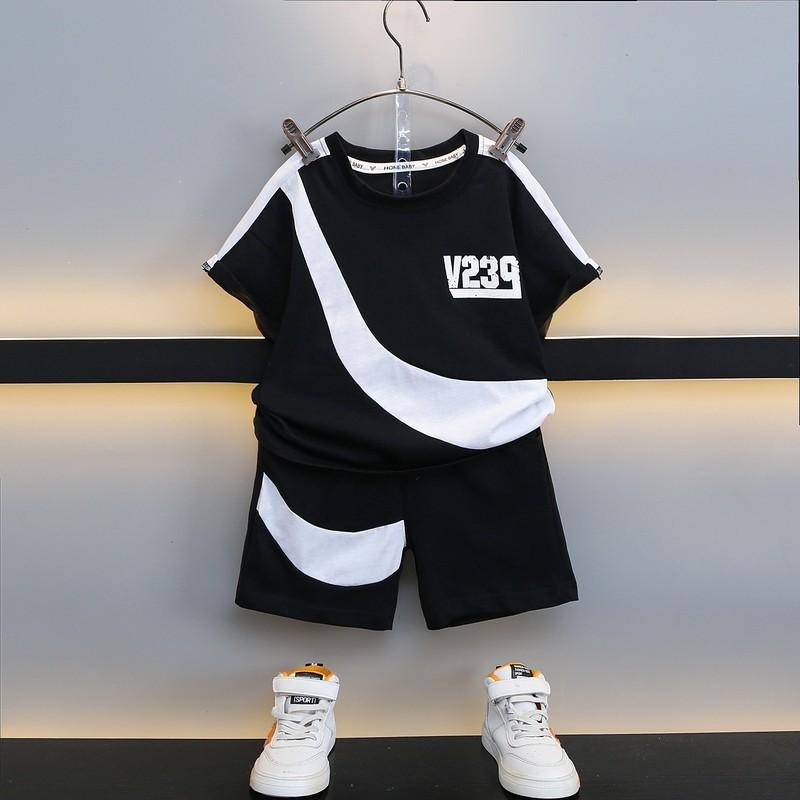 Cool And Comfortable Boys Summer Sports Set Stylish Short Sleeve Outfit For Kids