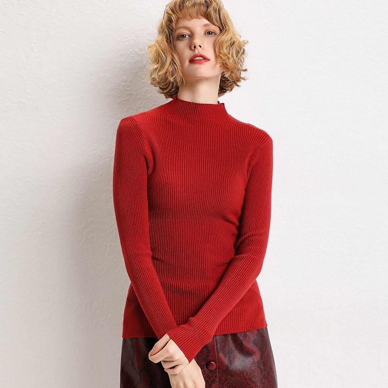 Half High Neck Solid Color Sweater Women Knit Bottoming Shirt Pit Thread Long Sleeved Slim Pullover Simple Casual Commut Harajuku Style Autumn Winter