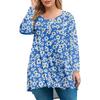 Women's Plus Size Top, Garden Collar Long Sleeved Shirt, Fashionable Floral Print Casual Top