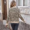 2026 Autumn/Winter Retro Loose Leopard Print Lace Patchwork Knit Sweater for Women
