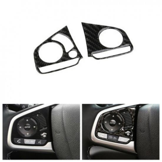 For Honda Civic 10th 2016 2017 2018 Carbon Fiber Type Steering Wheel Cover Trim