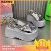 Height-increasing platform sandals women's 2025 new summer wear high-end silver European station muffin beach sandals