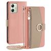 For Motorola Moto G54 5G Case PU Leather Zipper Wallet Phone Cover with Makeup Mirror