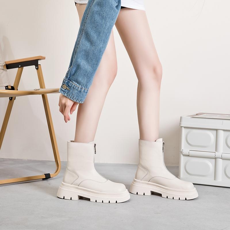 Fashion AIYUQI Women Chelsea Boots Genuine Leather 2025 New Warm Winter Boots Women Non Slip British Style Front Zipper Women Booties