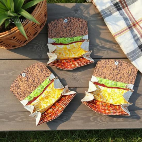 Fun Burrito Purse Wallet Faux Leather Coin Travel Card Holder Novelty Food Design Pouch Shape Portable Organizer Gift for Tortilla Lovers Realistic