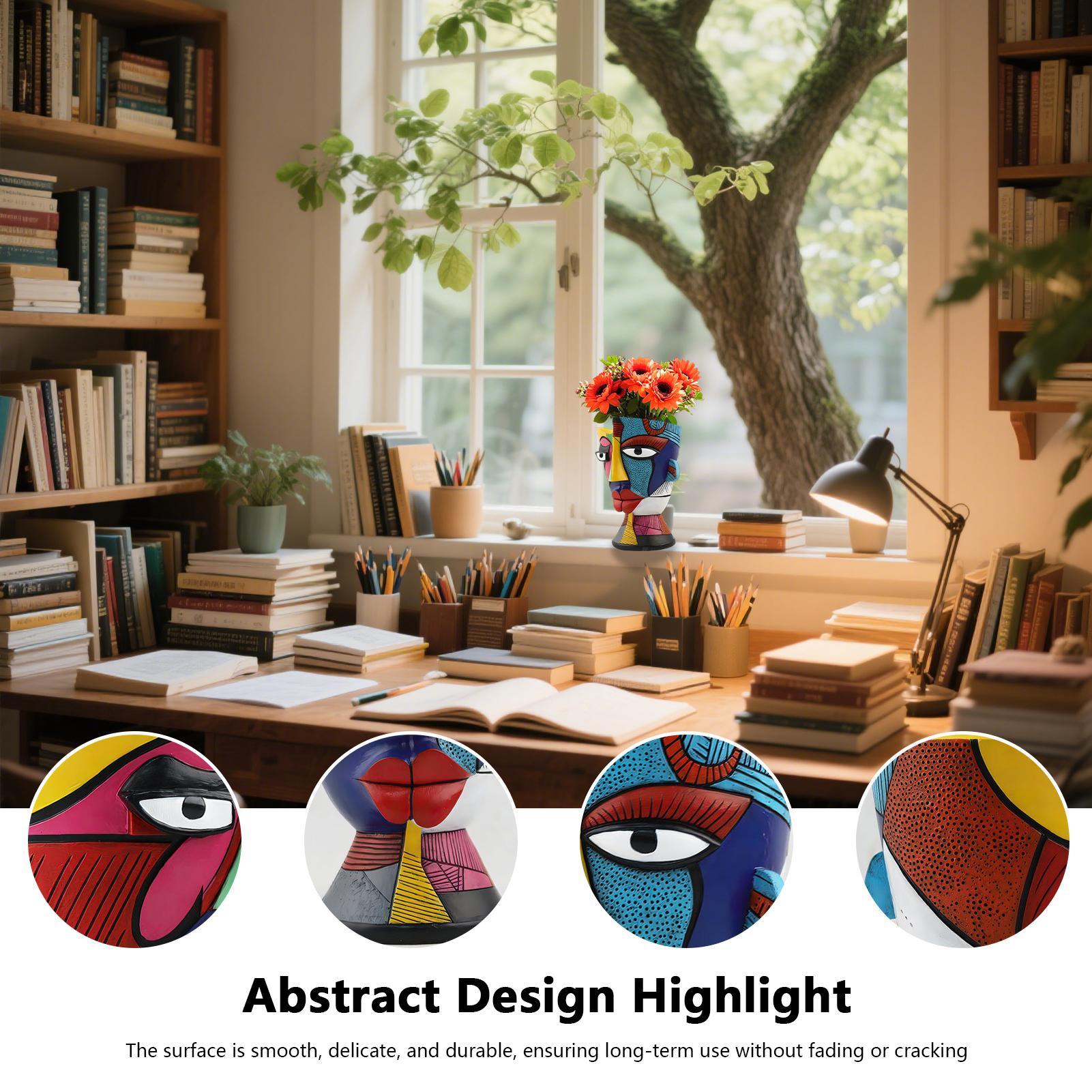 Абстрактное лицо Кашпо смола Абстрактное лицо Цветочные горшки Для стола Декоративный цветочный горшок Контейнеры для растений Домашние аксессуары CN