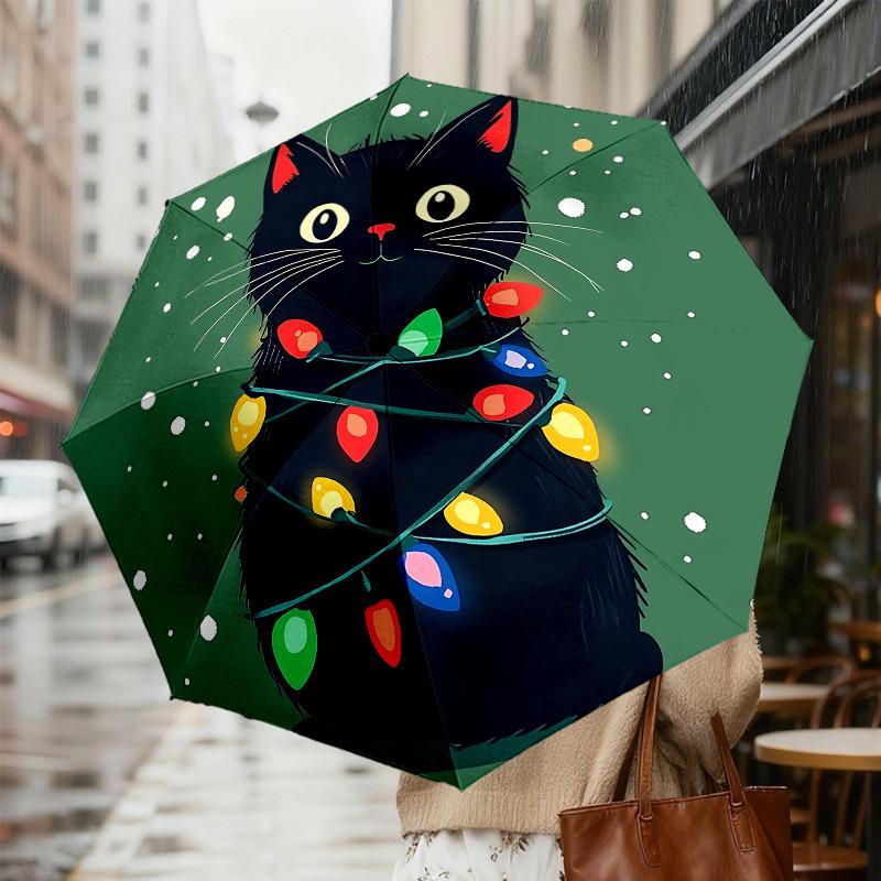 Christmas Cat Lights Umbrella: - Automatic Opening & Closing, A Festive Gift for Outdoor Adventures 130