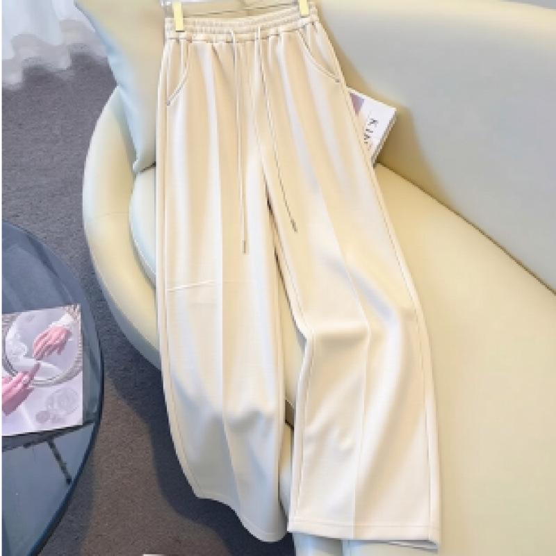 Women’s Red Wide-Leg Spring 2026 Casual Sport Pants – Loose, Lazy, and Trendy Hot Style