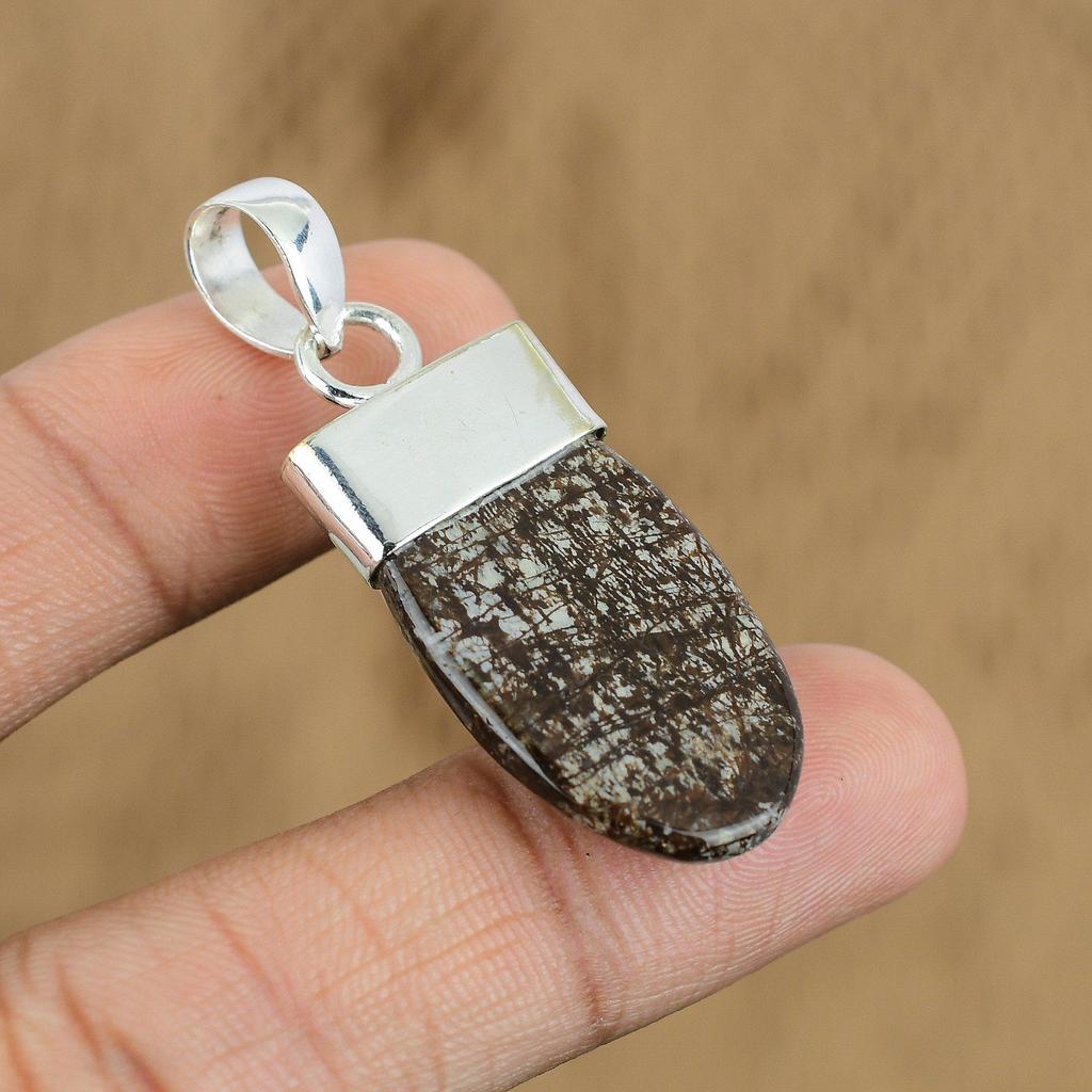 Anniversary Gift For Her Natural Birds Eye Jasper Gemstone Pendant 925 Silver