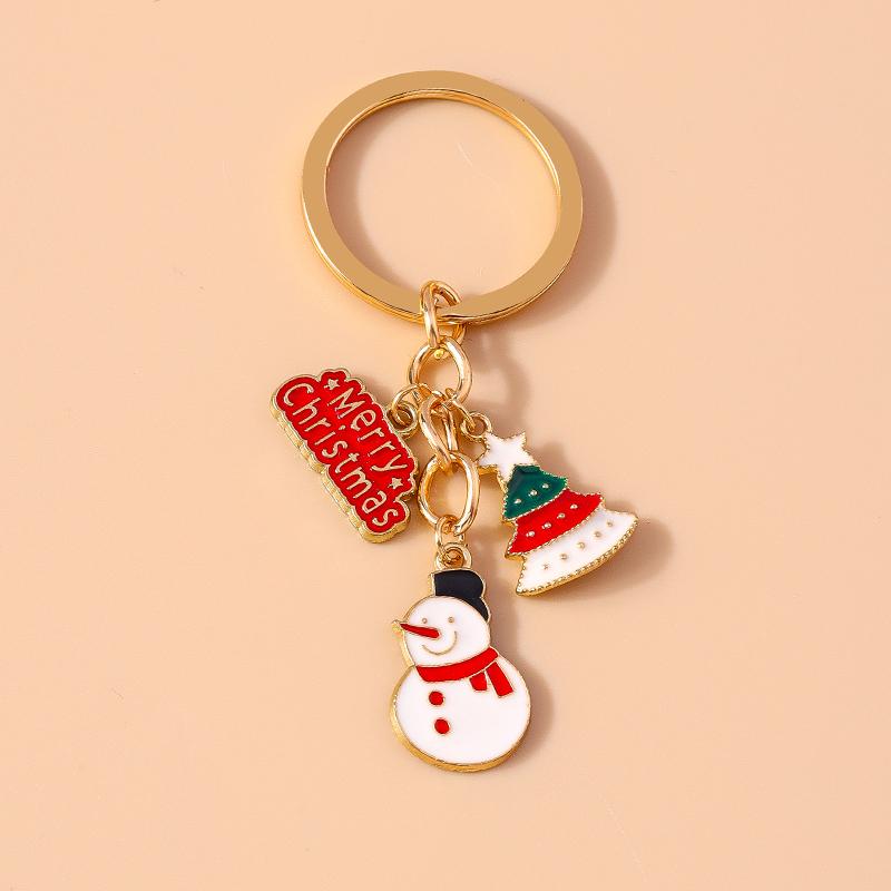 New Enamel Christmas Keychain Snowman Santa Claus Key Rings for Car Key Holder Women Girl's Handbag Pendants Jewelry Gifts
