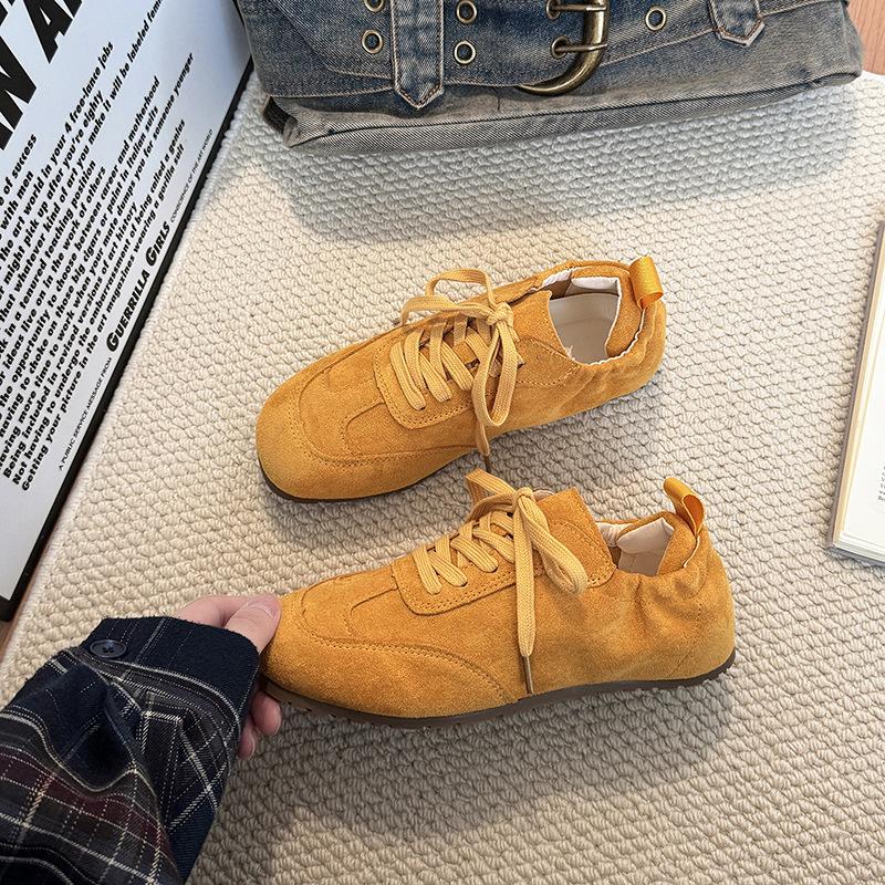 

Французские ретро-бордовые туфли женские весна 2025 новые универсальные немецкие кроссовки повседневные бордовые туфли мода Форрест Гамп прилив 41 жёлтый