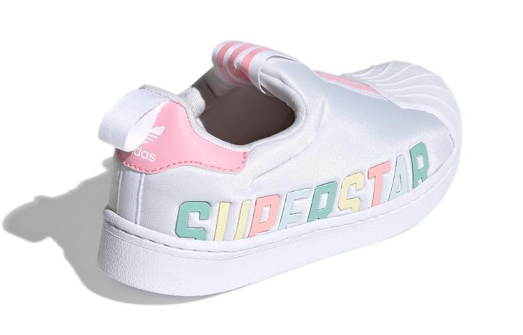 adidas Originals Superstar 360 X Comfortable Breathable Low Top Skateboard Shoes White Pink Children Aged 3 7 Years Old FV7231