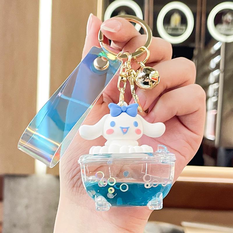 Refillable Sanrio Luminous Glitter Bubble Bead Keychain Pendant - Trendy Women's Bag Charm