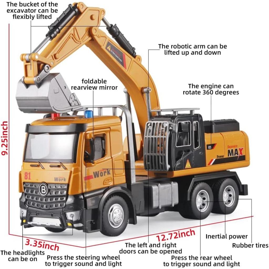 1/50 Crane Toy Metal DieCast Crane Model,Construction Truck Toys with Simulated Sounds and Lights,Suitable for Ages 3 and Up Toy Crane for Boys