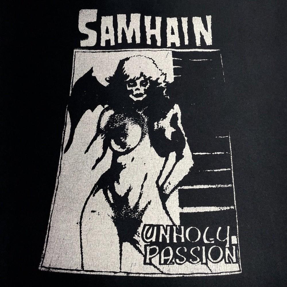 Vtg Samhain Unholy Passion Cotton For Men Women Black Tee Shirt Unisex T-Shirt S