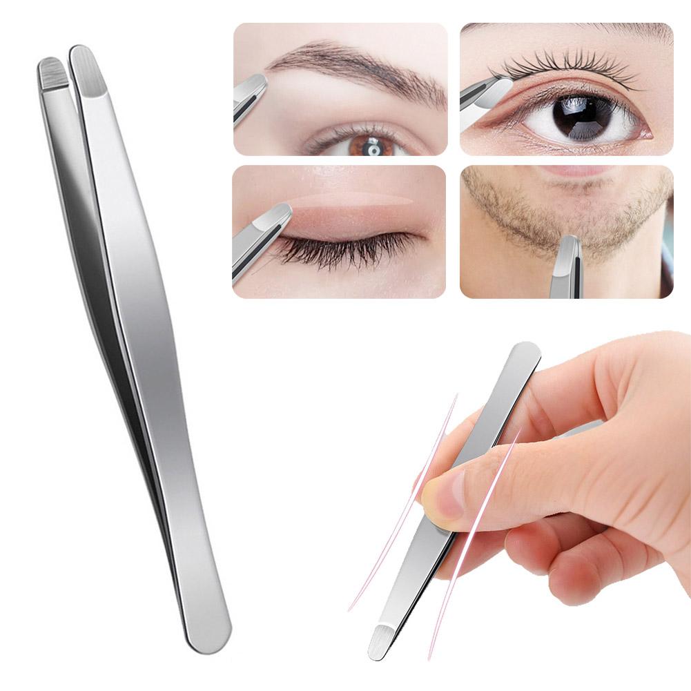 Stainless Steel Eyebrow Tweezers Rounded Head Hair Removal Brow &Facial Hair Remover Safety Forceps Eyelashes Makeup Beauty Tool