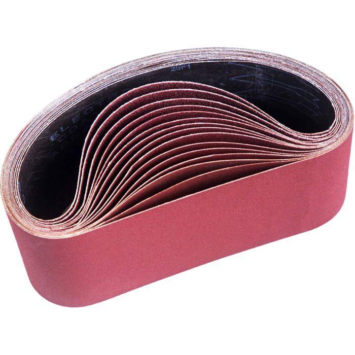 Bandes abrasives 100 x 610 mm - Lot de 15 (3x grains 80/120/150/240/400) anti-colmatage