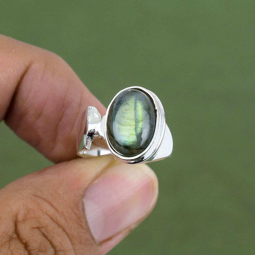Labradorite Ring 925 Sterling Silver Ring Natural Gemstone Jewelry Labradorite Jewelry Handmade Ring Gift For Father Available In Ring Size