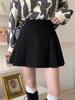 Women's A-line High Waist Pleated Black Short Skirt - Spring 2024, Anti-Exposure, Slimming Design